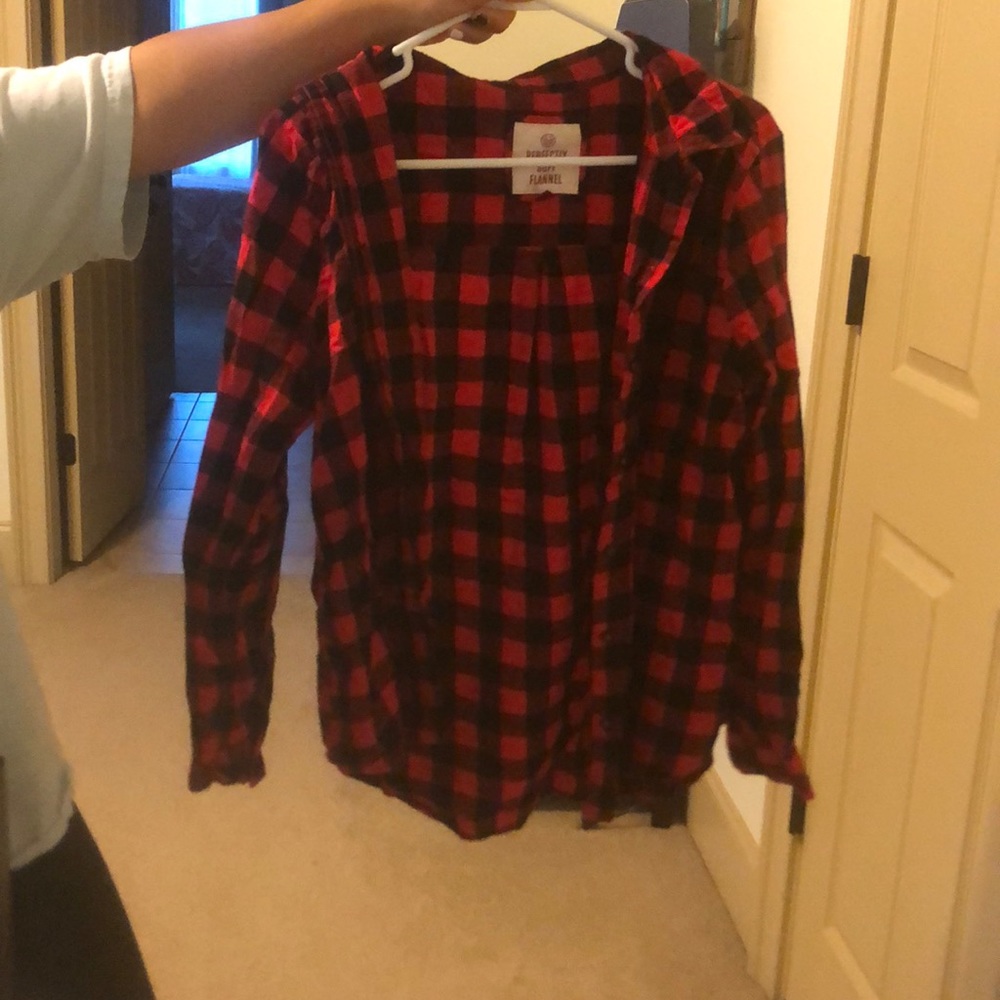 Checkered black and red flannel